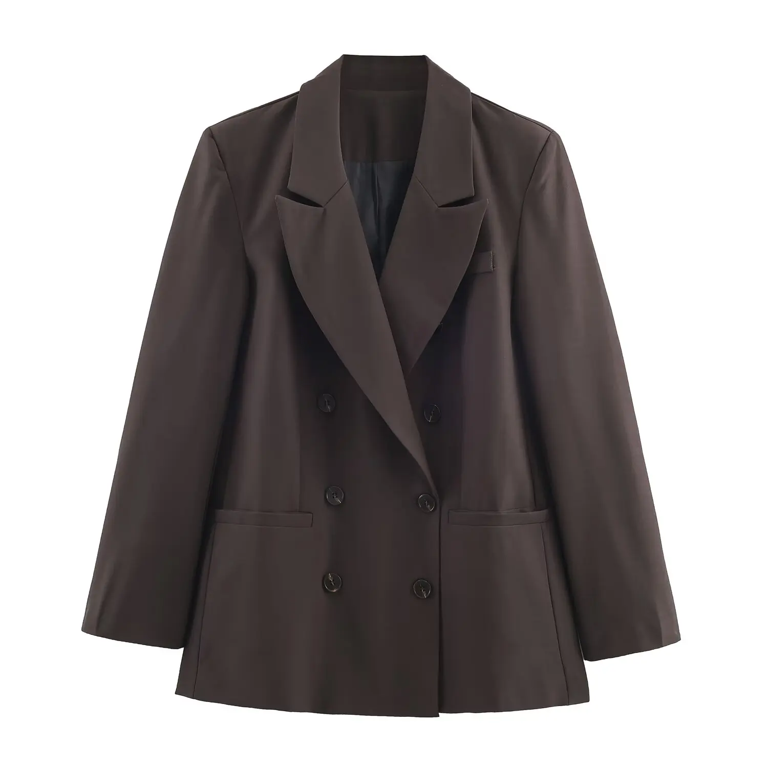 

2025 New Women's Clothing: European and American Style Fashion Double-Breasted Long-Sleeved Jacket with Embellished Decoration