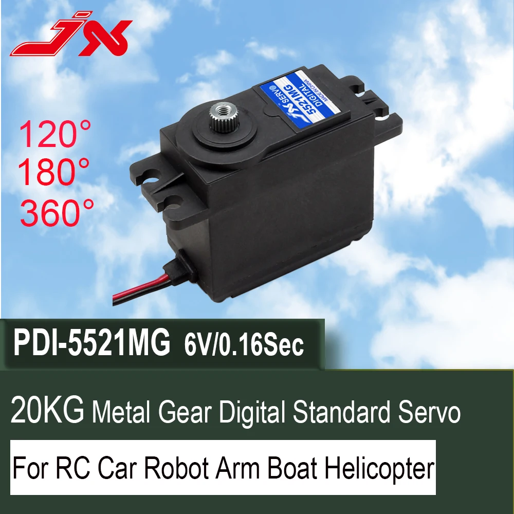 

JX Servo PDI-5521MG 20kg High Precision Metal Gear Digital Standard Servo For 1/10 1/8 RC Car Boat Airplane DIY Accessories