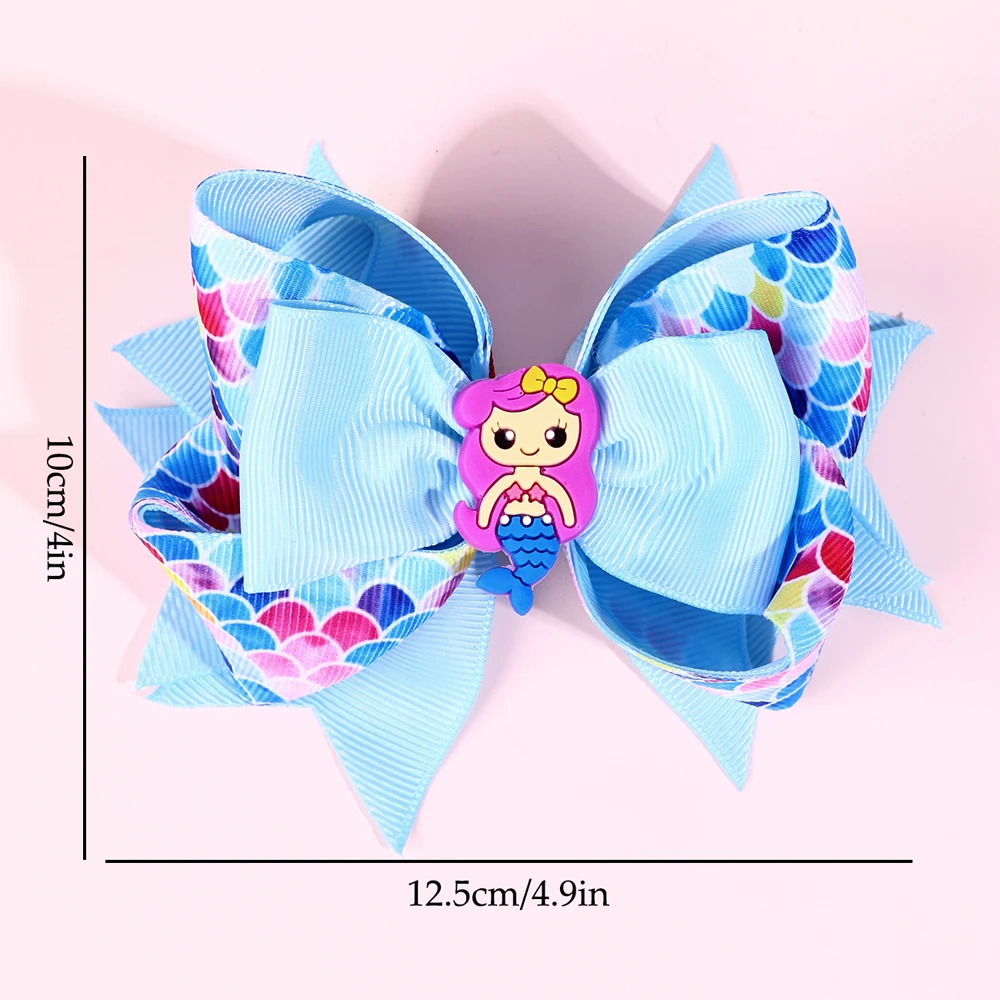 1PC Super Fairy Mermaid Bow Hair Clips Lovely Princess Hairgrips for Small Children Hair Clips for Girls Kids Headwear