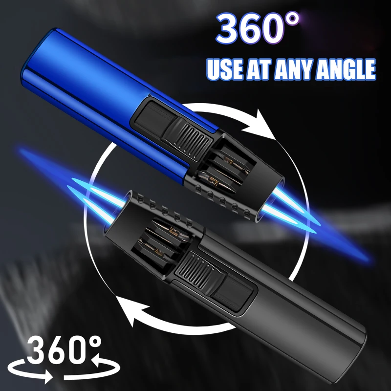 Double Fire Strong Blue Jet Lighter, Adjustable Flame Size, Windproof High Temperature Ignition Tools