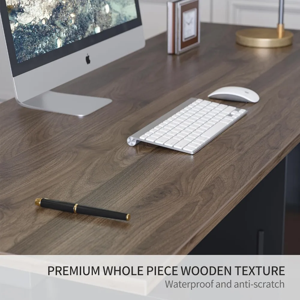 مكتب قائم تنفيذي على شكل حرف L مقاس 63 بوصة مع خزانة ملفات، ارتفاع كهربائي قابل للتعديل #6