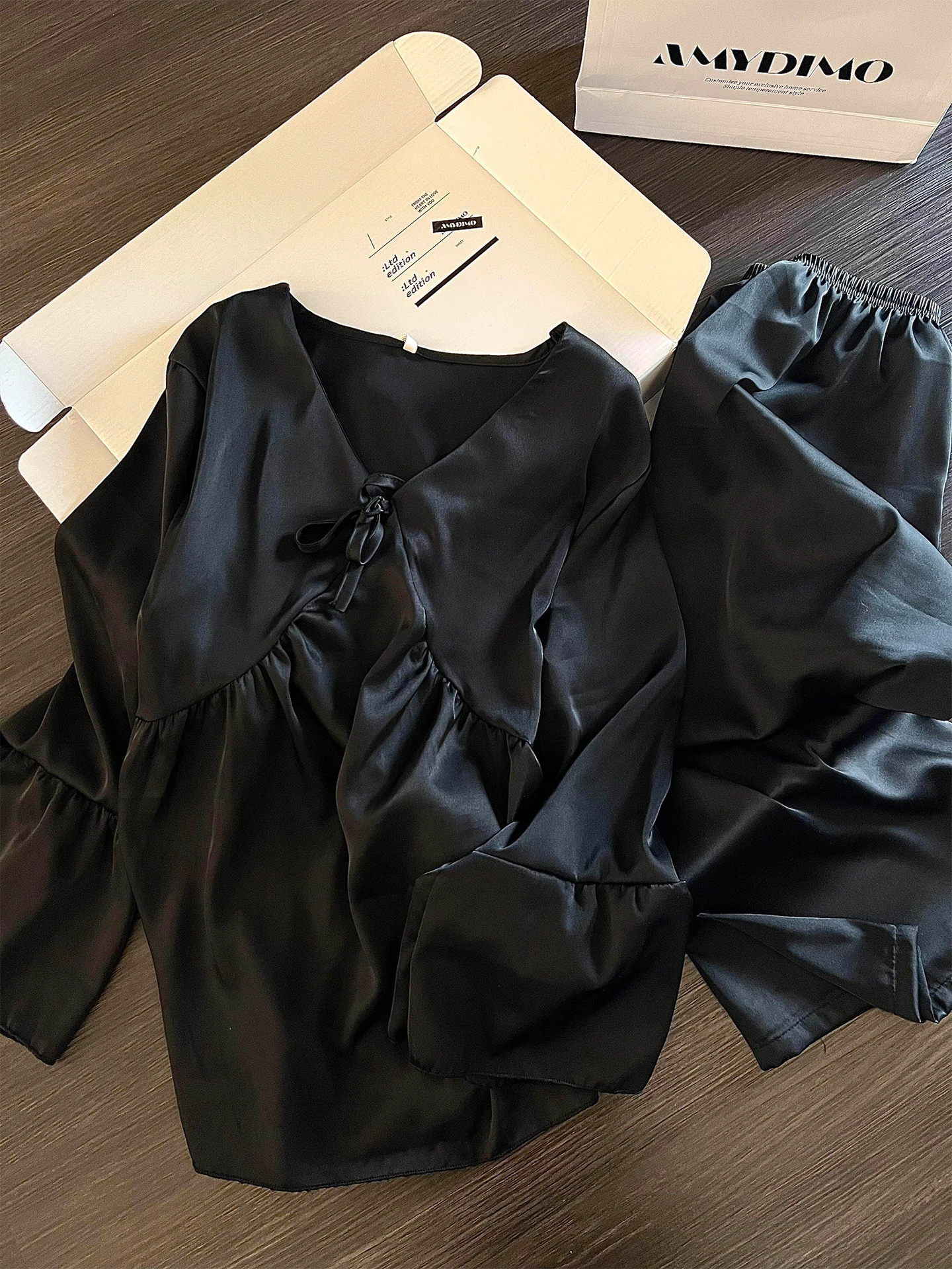 

V-Ne Long Sve Women's Spwear Comfortable Ice Silk Home Clothes Two-Piece Set Spring New Sle Skin-Friendly