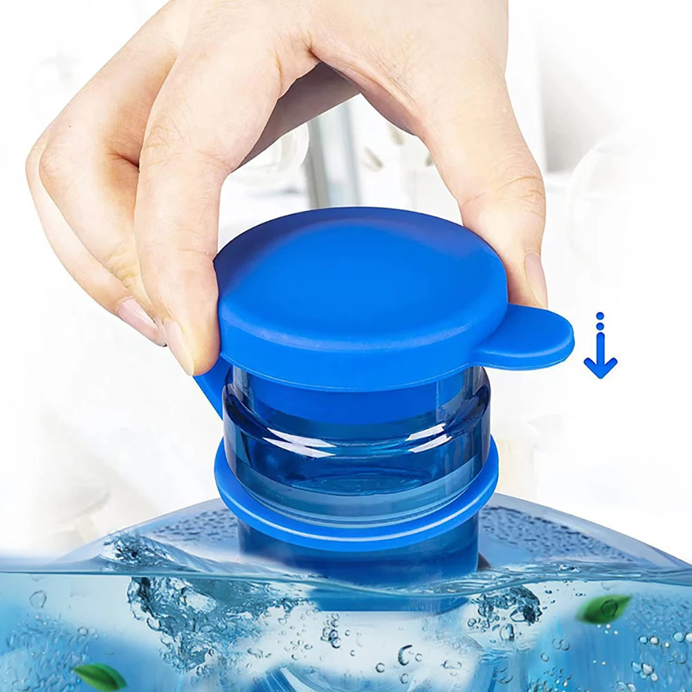 1Pc Silicone Reusable Water Jug Cover Caps with Inner Plug Durable Water Bottle Replacement Lid Non-Spill Bottle Caps