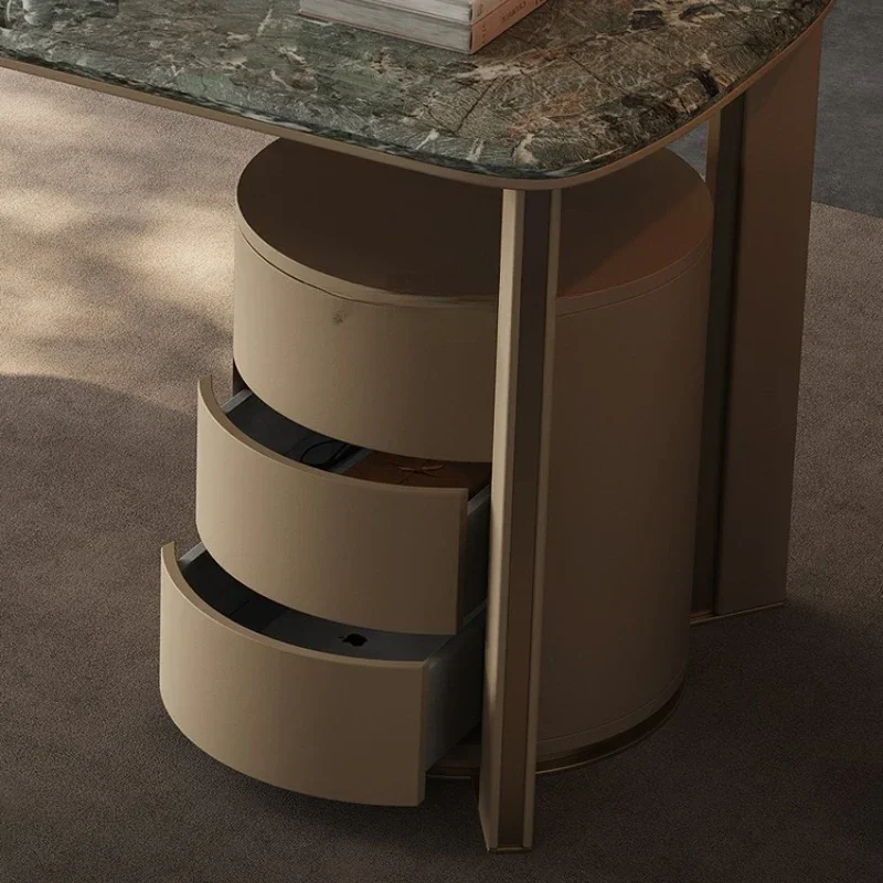 มีลิ้นชักเก็บของโต๊ะทํางานชั้นวางหินอ่อนโต๊ะยืนโต๊ะคอมพิวเตอร์ห้องนอนหรูหรา Mesa De Escritorio เฟอร์นิเจอร์สํานักงาน