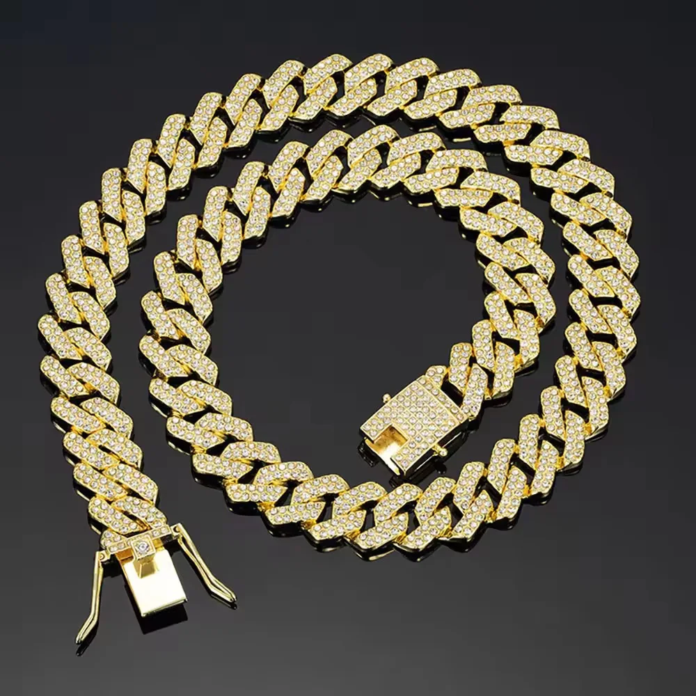 Fashion Necklace for Men Cuban Link Chain 14MM Iced Out Cuban Chain Luxury  Hip Hop Jewelry Necklace Cuban Necklaces Accessories