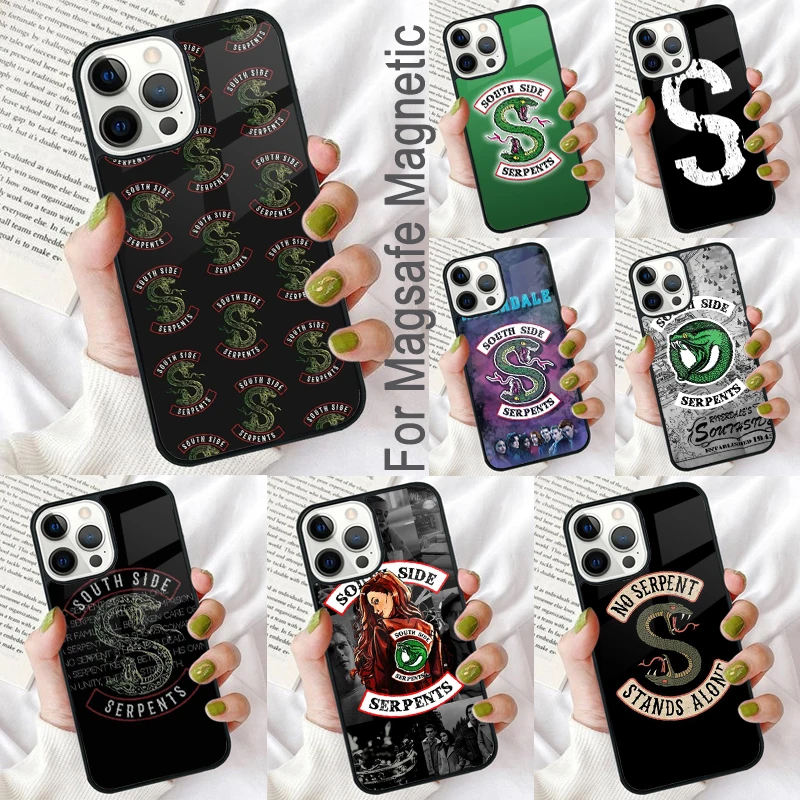 Riverdale South Side Serpents Magnetic Soft Phone Case for iPhone 16 Promax 15 Pro 13 14 Plus 11 12 Mini MagSafe Coque