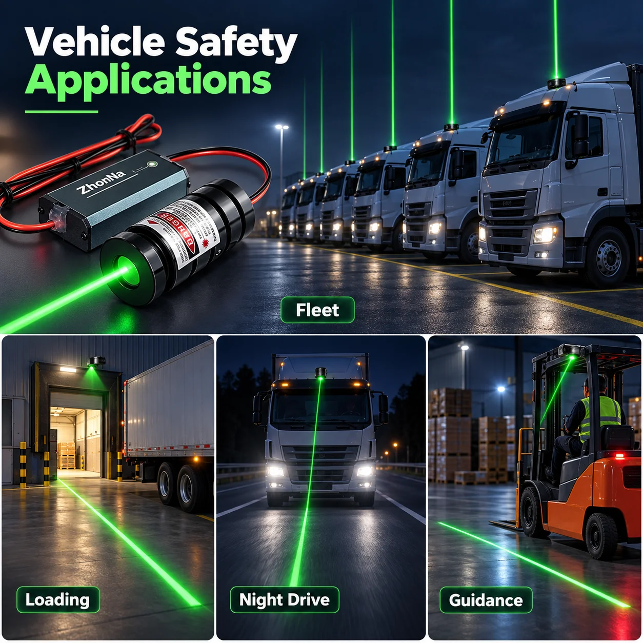 ZhonNa Red Green Blue Laser Auto Warning Lights High Brightness Night Driving Vehicle Safety Portable Lighting Parts Accessories