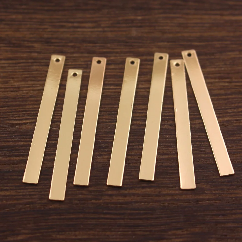 30pcs DIY Jewelry Accessories Quality Brass Flat Long Bar Rectangle Shape Pendant Charms DIY Crafts