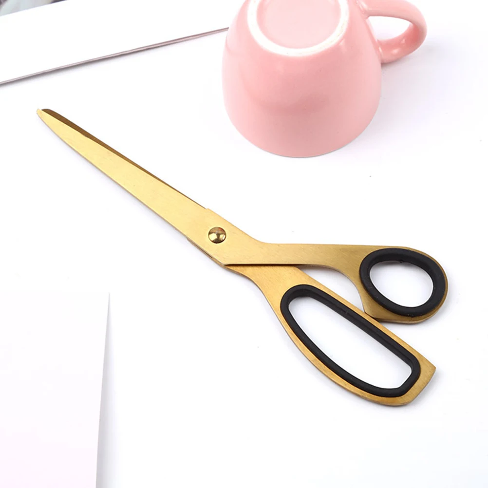 Stainless Steel Scissors Golden Color Modern Design Comfortable Grip for Office Home Crafting Cutting Paper Fabric