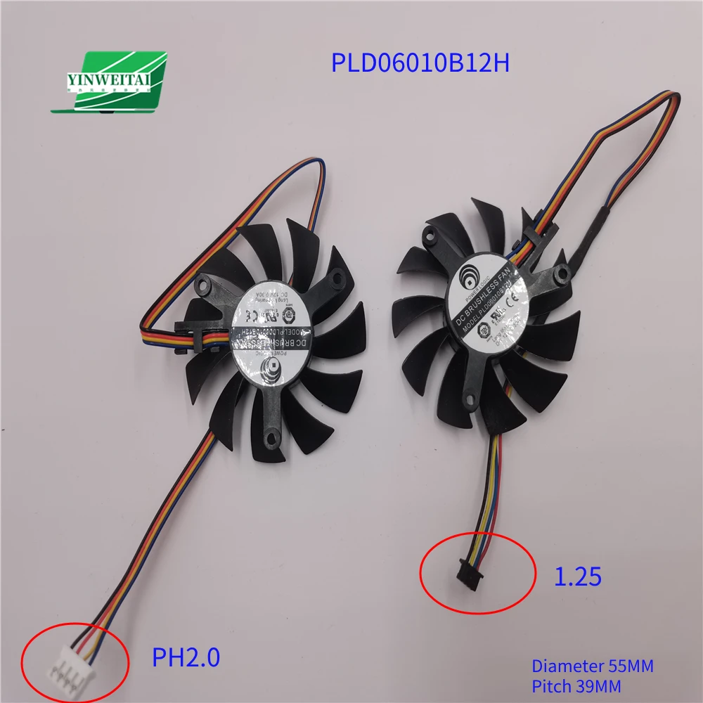 New Original 2-3-4pin for PLD06010S12L 12V 4Lines PLD06010B12H 0.30A Diameter 55MM pitch 39MM Graphics card cooling fan