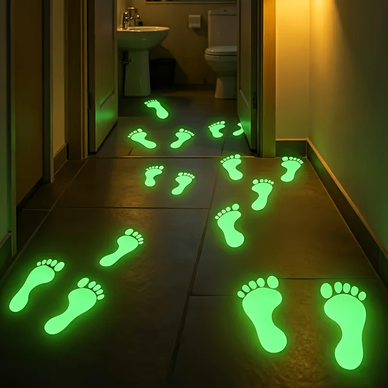 Halloween Ghost Hand Footprint Luminous Stickers Self‑Adhesive Non-Slip Glow in the Dark Stickers Birthday Party Halloween Decor