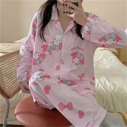 MINISO Sanrio Home Suit Coat Cinnamoroll Pajamas Kuromi My Melody Flannel Pullover Coral Velvet Hello Kitty Homewear