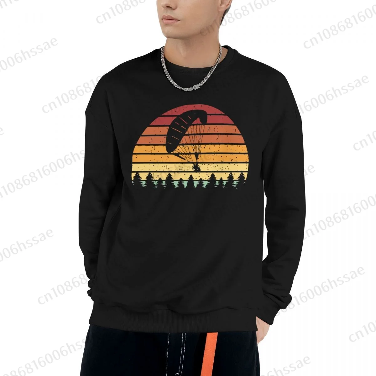 Sunset Paragliding Men Woman Fall Winter Sweatshirt Round Neck Long Sleeve Length Casual Top