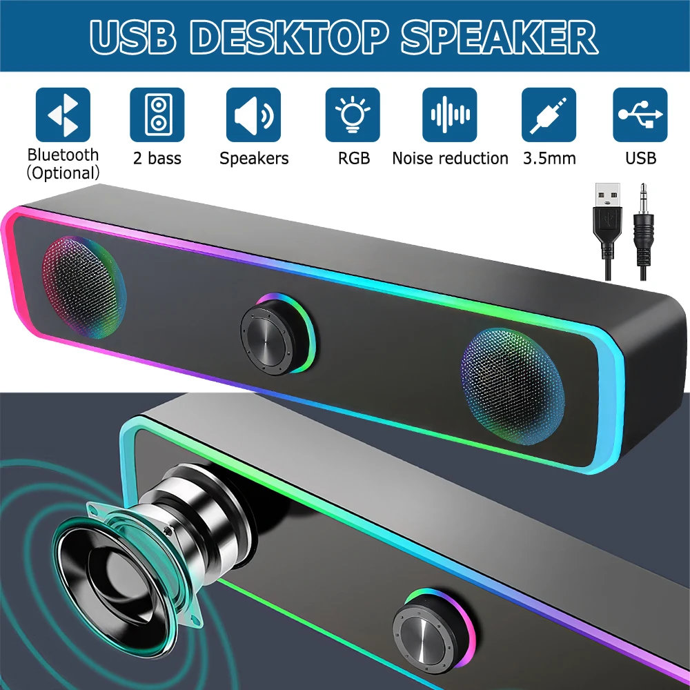 

Vtin Travel Bluetooth Computer Speakers Wired USB Powered Stereo Desktop Speaker for PC Tablets Laptop Computer MP3 Smartphone