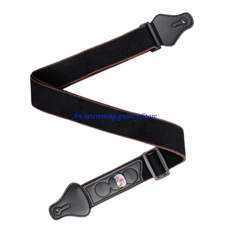 652D Verstellbarer Gitarrengurt mit Plektrumhalter für Gitarrenbass, 5,1 Breite, bequemer Gitarren-Schultergurt aus Baumwolle – Detail 7