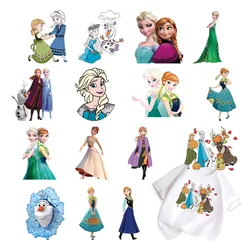 Disney Frozen Queen Elsa parches de ropa fusible DIY para niños, apliques de rayas, pegatinas de transferencia de calor, planchado