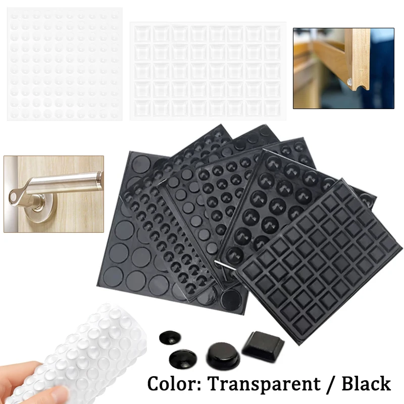 Self-Adhesive Door Stop Clear/Black Rubber Damper Buffer Cabinet Bumpers Silicone Furniture Dots Cushion Protective Pads