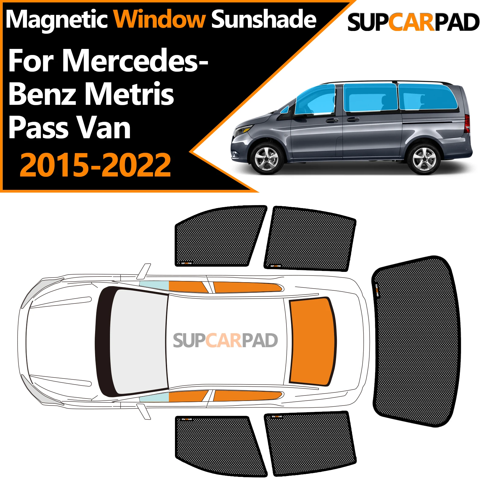 

Custom Car Window Sunshade For Mercedes-Benz Metris Pass Van 2015-2022 Magnetic Curtain Mesh Front Windshield Frame Curtain