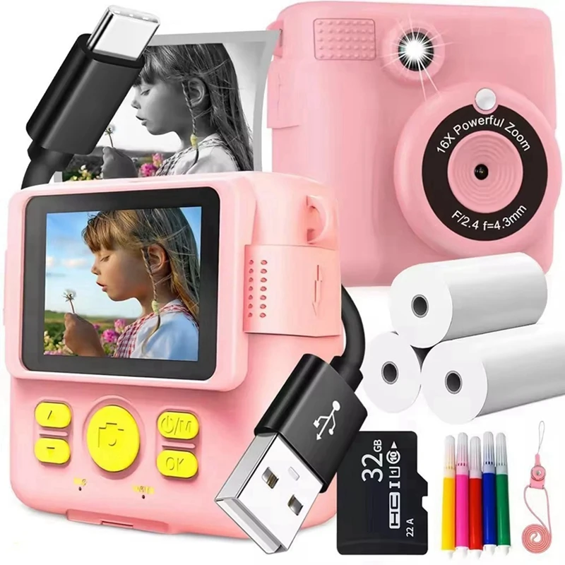 

HW-elPortable Thermal Printing Camera Mini Fashion Children'S Gift for Instant Automatic Focusing