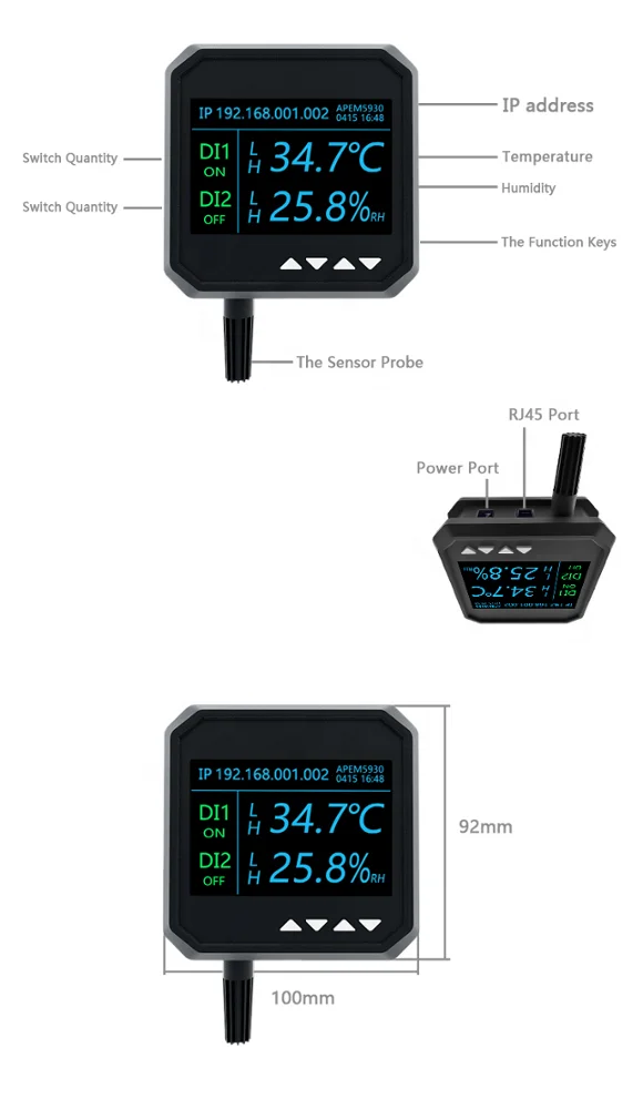 습도 및 온도 센서 poe 이더넷 RJ45 인터페이스 릴레이 출력 RS485 이더넷