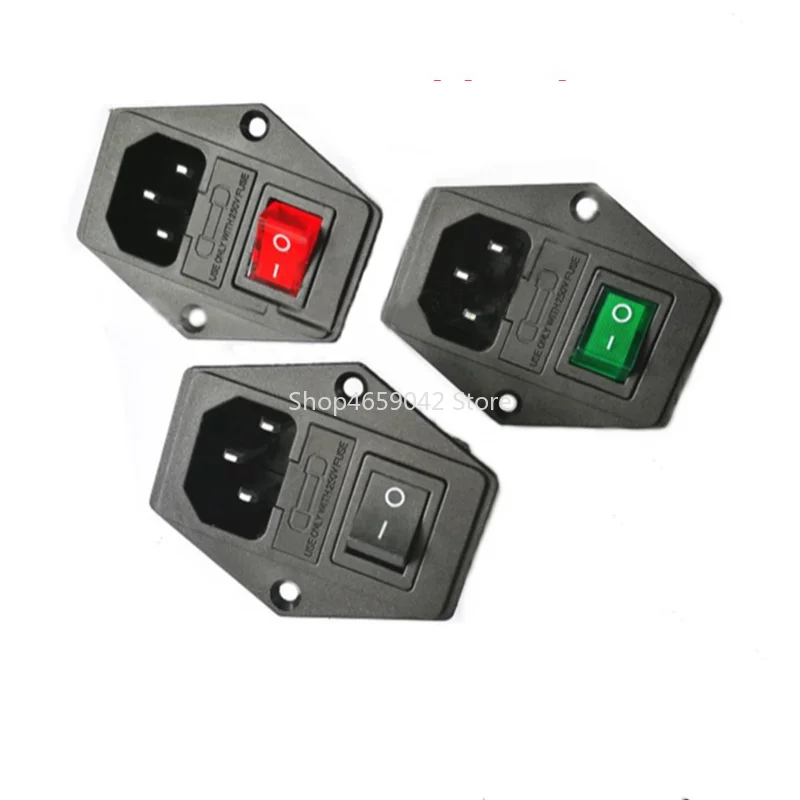 1set 10A 250V Inlet Module Plug Fuse Rocker Switch Male Power Socket 3 Pin IEC320 C14 Switch Kits