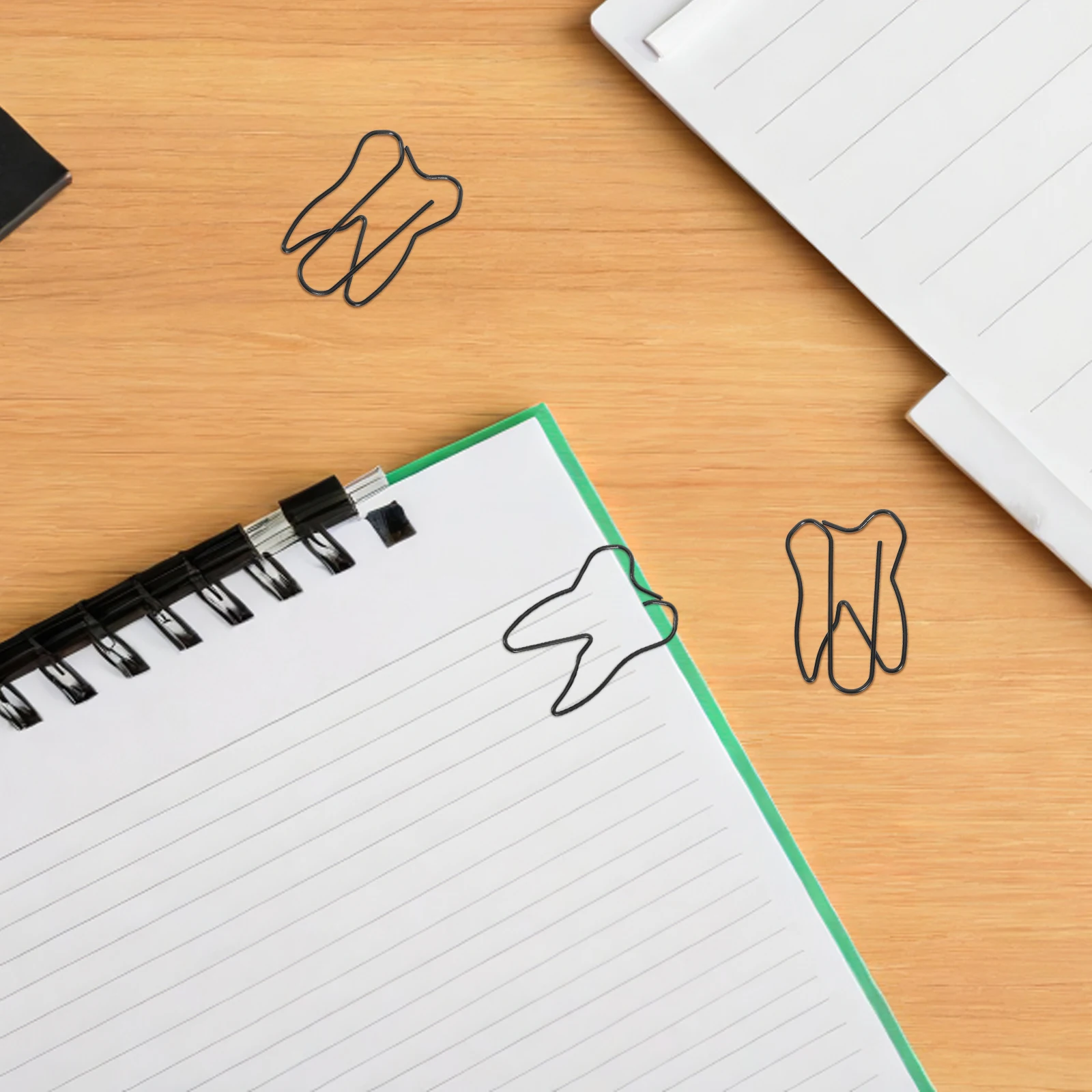 

100pcs Tooth Paper Clips Black Creative Kids Stationery Bookmarks Novelty Paperclips For Office Document