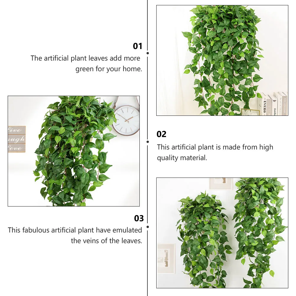 

1pc Green Artificial Hanging Plant Decor, Eco-Friendly Simulation Vine Wall Adornment For Wedding Party Office Home Garden