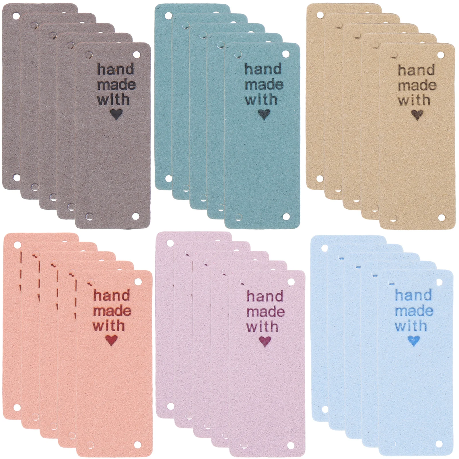 

30Pcs Colorful Embossed Handmade Labels for DIY Clothing Sewing Knitting Clothes Tag Microfiber Apparel Decorative Label