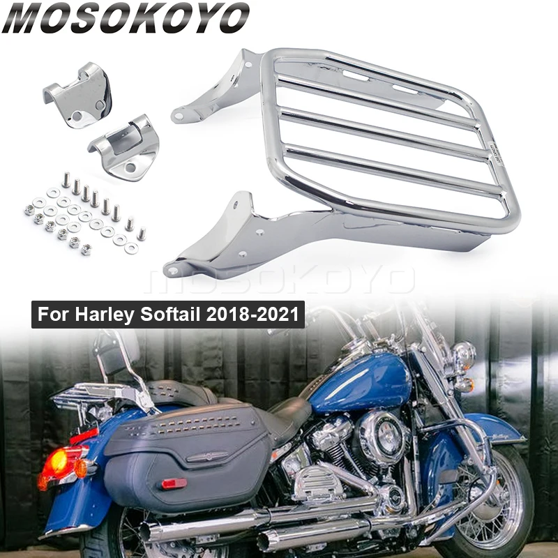 

Мотоциклетный багажник на спинку для Harley Softail Deluxe FLDE Street Bob FXBB Heritage Classic FLHC FLHCS Slim FLSL