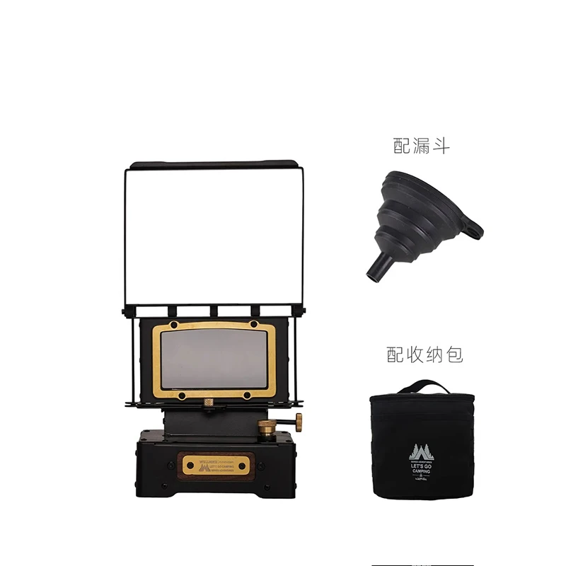 

Outdoor Camping Glass Double-Sided Fire Viewing Stove Kerosene Lamp Tabletop Barbecue Stove Heating Stove for Tea Brewing and Heating