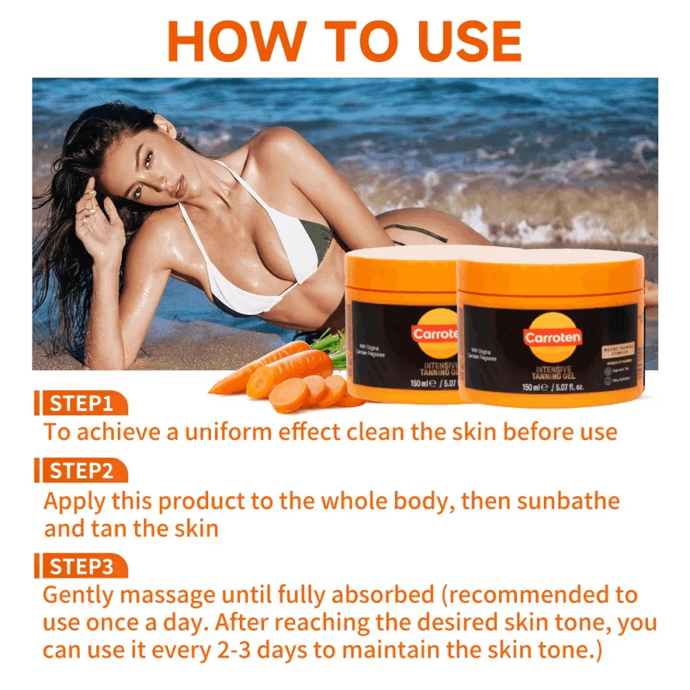 Intensive Carrot Tanning Gel Soothe Drying Redness Even Skin Tone UV Protection Sun Tanning Oil Body Bronzer Self-Tanning Lotion - view 6