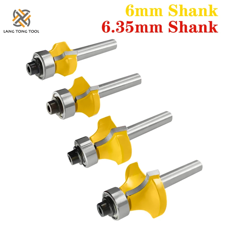 QQQ 4pcs 1/4mm gambo angolo arrotondato punta del Router con fresa per cuscinetti per legno legno carburo di tungsteno
