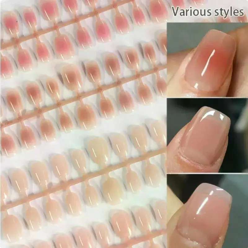 New XS+S+M Size Gradient Short Ballet Nails Set Simple Nude Color False Nails Fake Nail Press On Nails Full Cover Nail