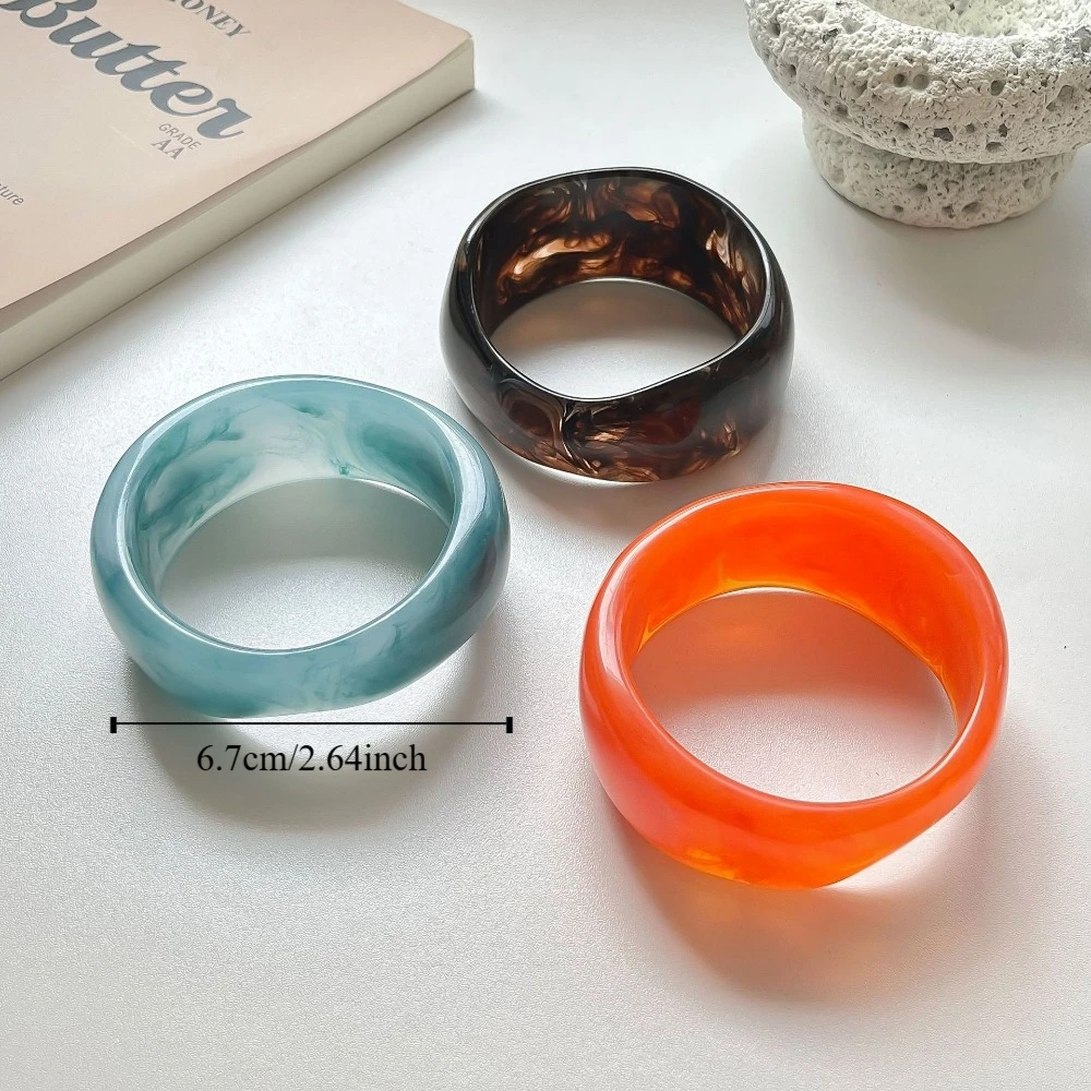 Smudging Design Acrylic Bangle Shiny Resin Material Transparent Hand Ring Transparent Irregular Bangle Jewelry Accessories