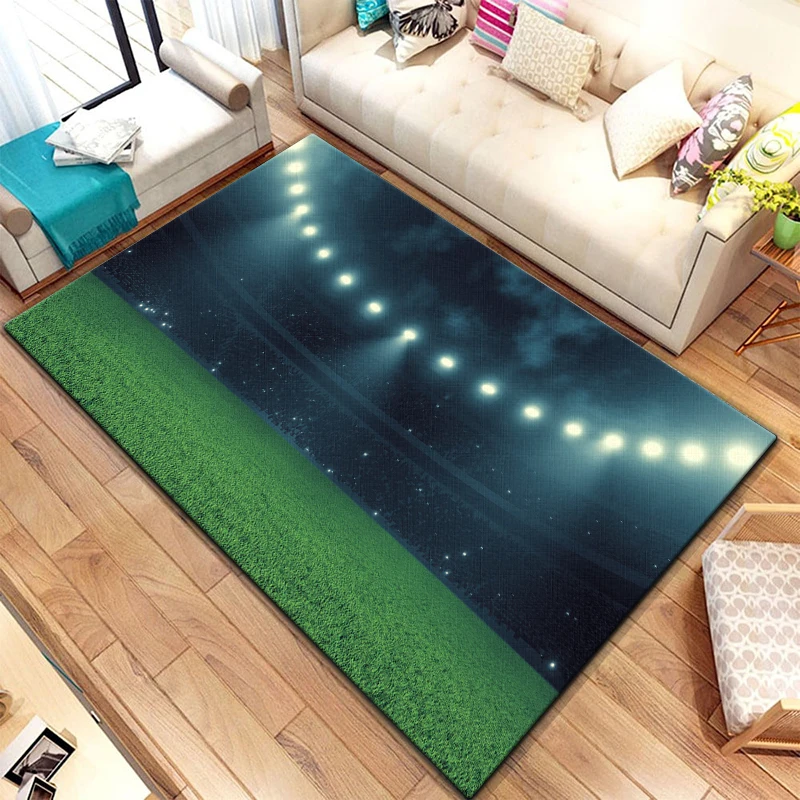 3D Fußball Fußball Sport Silhouette Muster Teppich für Wohnzimmer Teppiche Camping Picknick Matte Anti-Rutsch-Teppich Kriechmatte Fans Geschenk