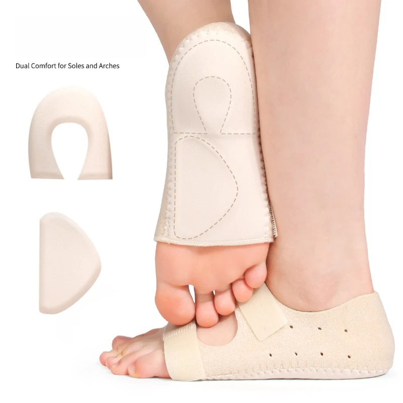 New Arch Two-in-one Velcro Heel Cover Flat Foot Support Foot Pad Soft Shock Absorption Foot Cover Paste Firmly