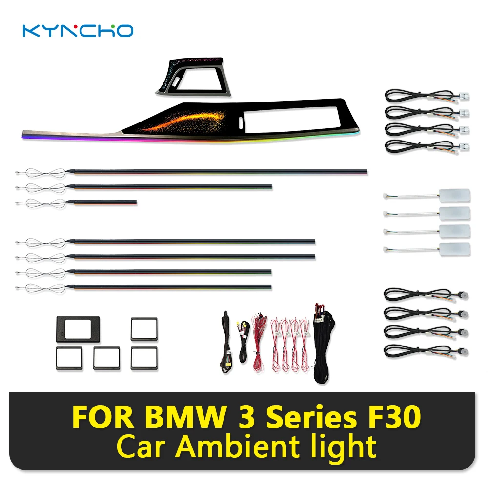 64 Farben LED Auto-Ambientebeleuchtungs-Kit für BMW 3er F30 Traumfarben RGB Bluetooth App-Steuerung Symphony Auto-Innenbeleuchtung