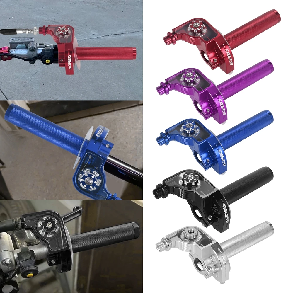 7/8 Zoll (22 mm) Aluminium-Gasgriff, Schnellgasgriff mit Kabel für Motorrad, Dirt Pit Bike, 50ccm, 110ccm, 125ccm