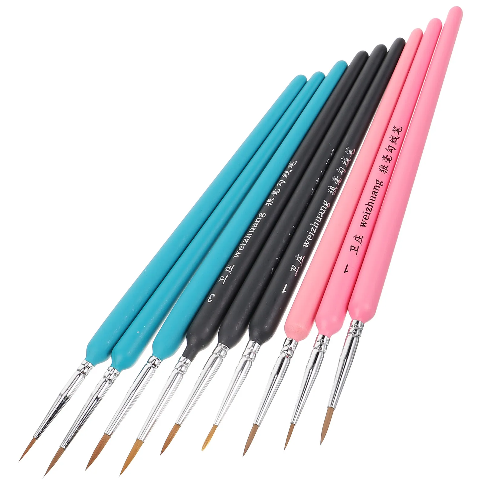 9Pcs Detail Paint Brush Set Ergonomic Handle Fine Tip for Acrylic Watercolor Oil Painting Miniature Art Tools for Beginners and