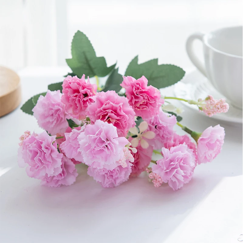 Künstliche Blumen Rose Nelke Festlicher Kranz Zubehör für Außenbereich Garten Zuhause Büro Vase Braut Hochzeitsdekoration DIY Geschenk Requisiten – Detail 19