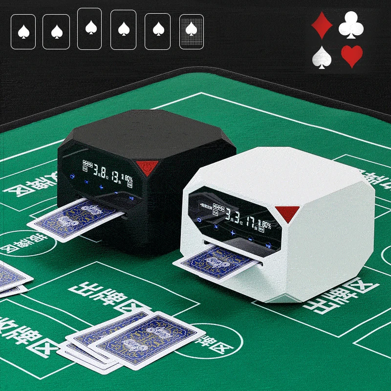 Automatic Card Dealer 2500mAh Rechargeable Silent Poker Cards Dealing Machine 180/360 Degree Rotating 2Decks Cards Dispenser