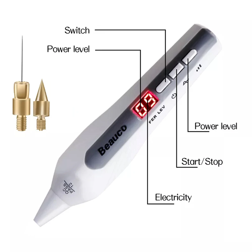 Professionelles 9-Stufen-LCD-Display Fibroblast-Plasma-Pen Augenlidstraffung Hautflecken-Entferner Muttermale Warzenentferner Schönheitsgerät für Zuhause – Detail 6