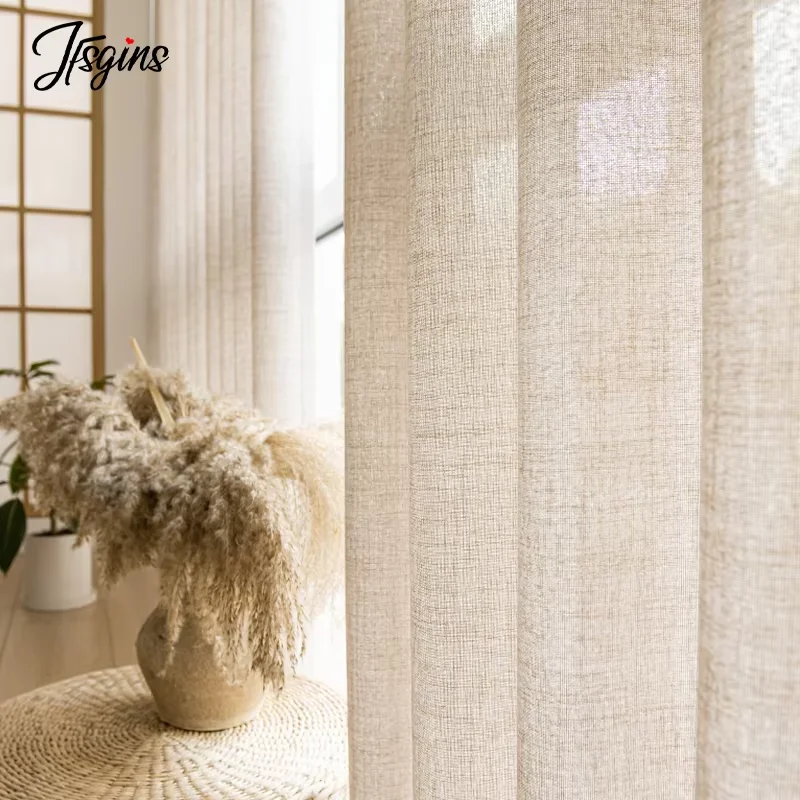 Janpanese Tulle Voile Curtains for Living Room Girls Bedroom Balcony Semi Sheer Curtain for Kitchen Rideaux Custom Cortinas