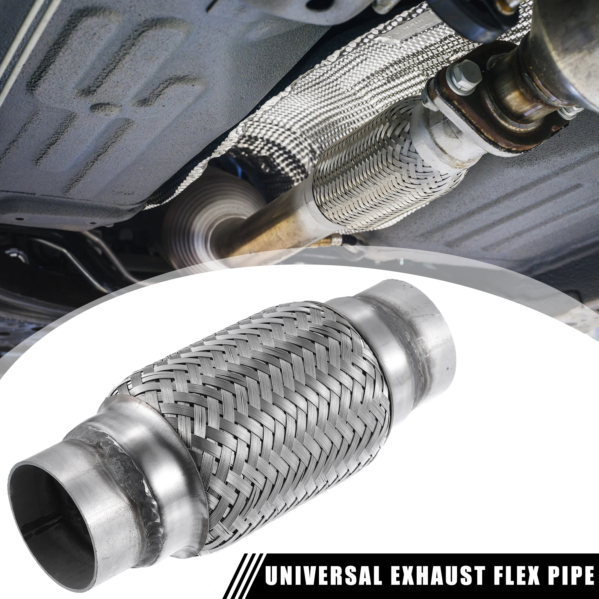 

UXCELL Универсальная 56 мм наружный диаметр 201 мм длина длинная выхлопная гибкая труба из нержавеющей стали с двойной оплеткой выхлопная трубка серебристого тона 1 шт.