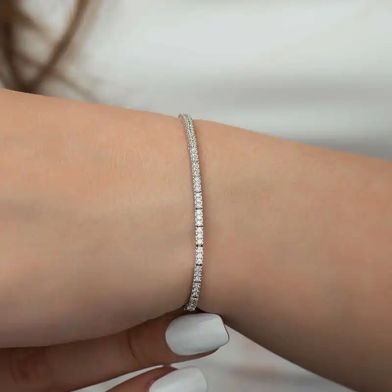 Silver Thin Waterway Women's Bracelet 925 Sterling Jewelry Wedding Party Birthday Gift - Box -for - Laides - Fashion