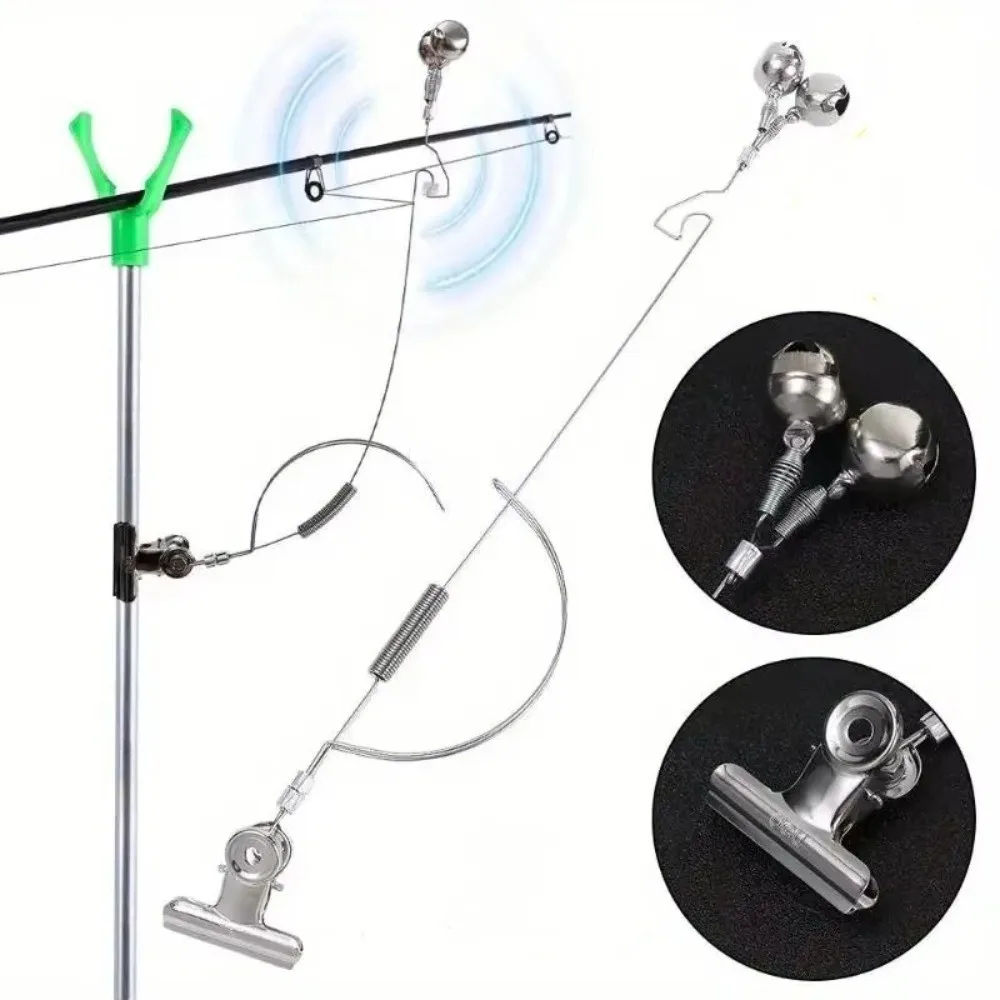 2pcs Bite Bait Adjustable Twin Bells Ring Anti-corrosion Stainless Steel Bite Alarm Fishing Bell Fishing view 5
