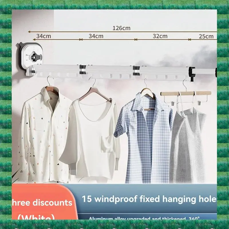 

B76A Versatile Aluminum Alloy Clothes Rack, Telescopic And Foldable, For Wall-Mounting At Home