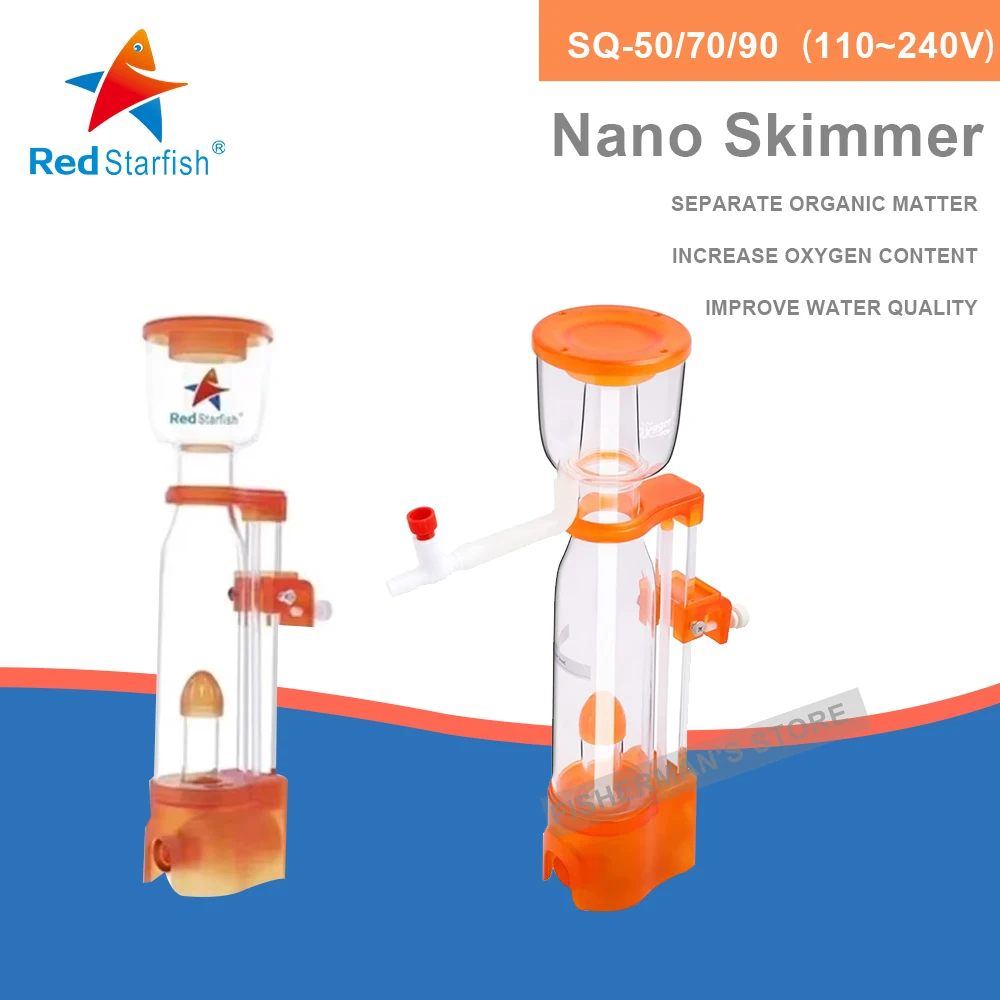 

DC24V Red Starfish Skimmer DC-SQ90 Series Seawater Tank Mini Micro Tank Small Protein Skimmer Nitrifier Mute 70-200L Aquarium