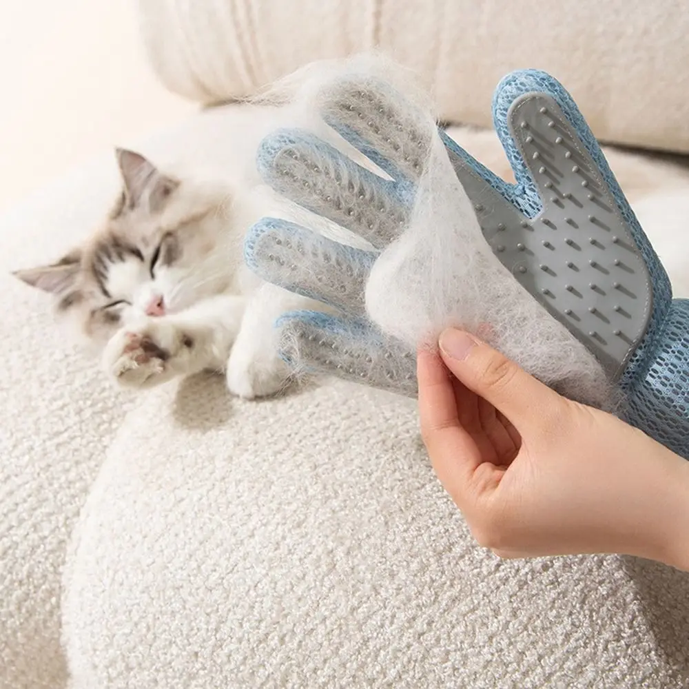 Remove Floating Hair Cat Petting Gloves Breathable Mesh Soft Silicone Dog Hair Remover Anti-Scratch Thicken Shedding Hair Gloves