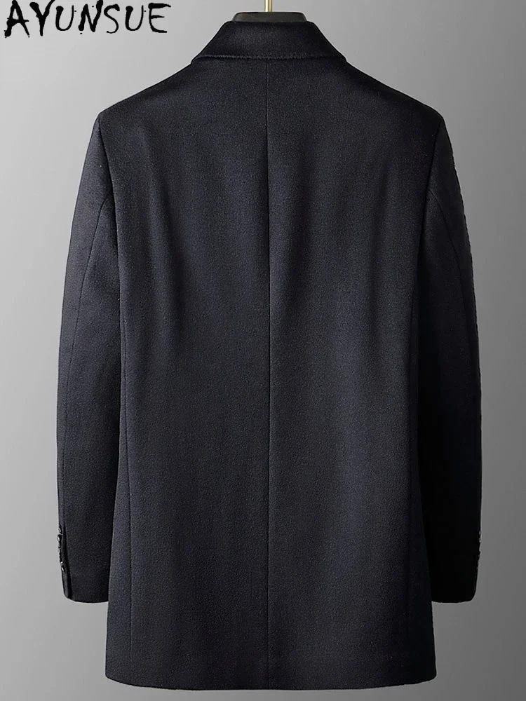 AYUNSUE 82% Wool Jackets Man 18% Cashmere Coat Mid-Length Winter Thickened Detachable White Goose Down Inner Liner Abrigo Mujer